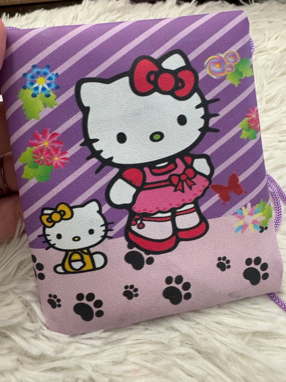Hello Kitty purple & pink crossbody pouch Hello Kitty flowers and paw prints